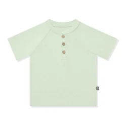 Short Sleeve Toddler Henley Tee in Basil