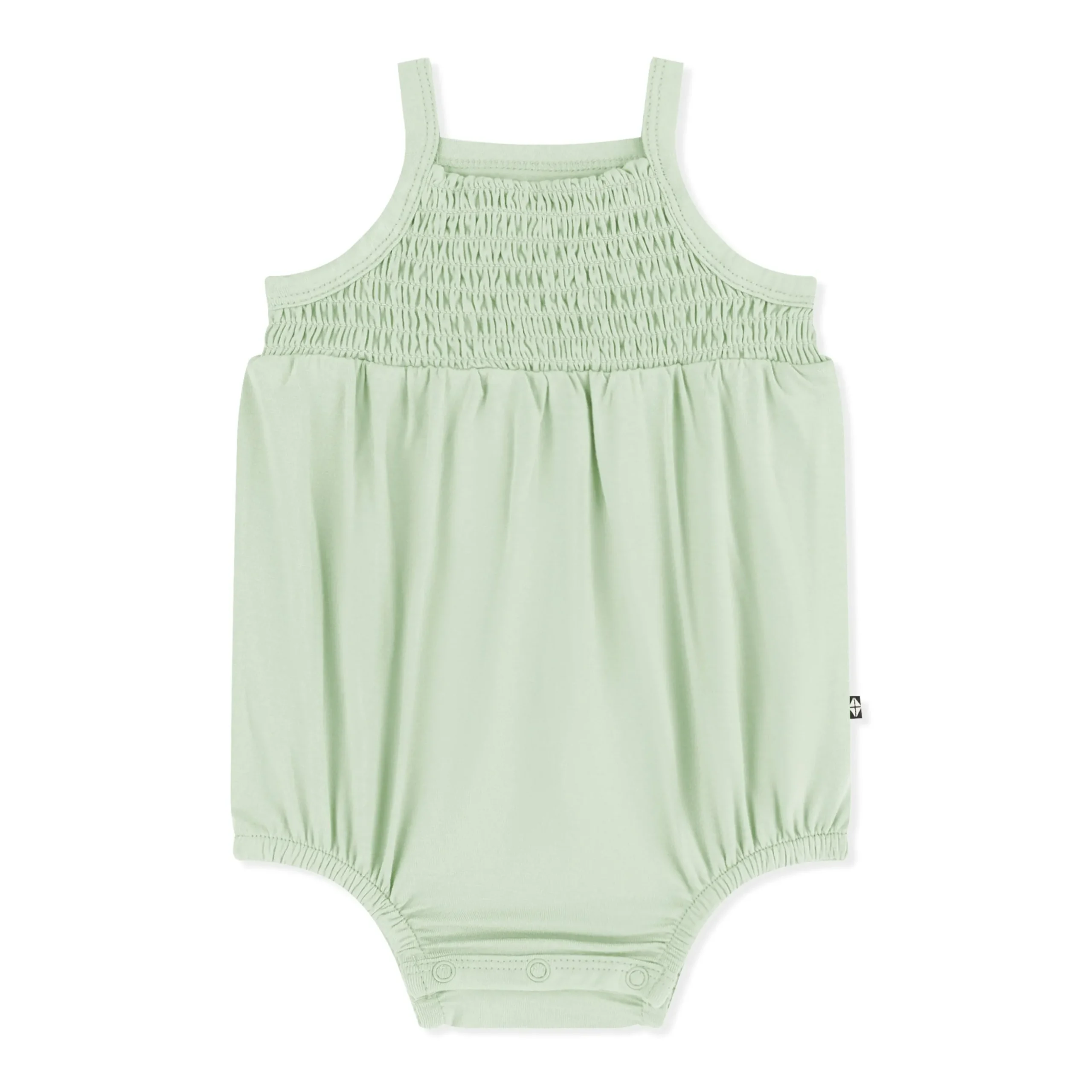 Smocked Bubble Romper in Basil