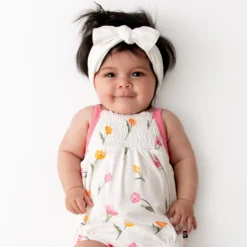 Smocked Bubble Romper in Tulip