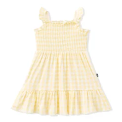 Smocked Dress in Gingham Chamomile