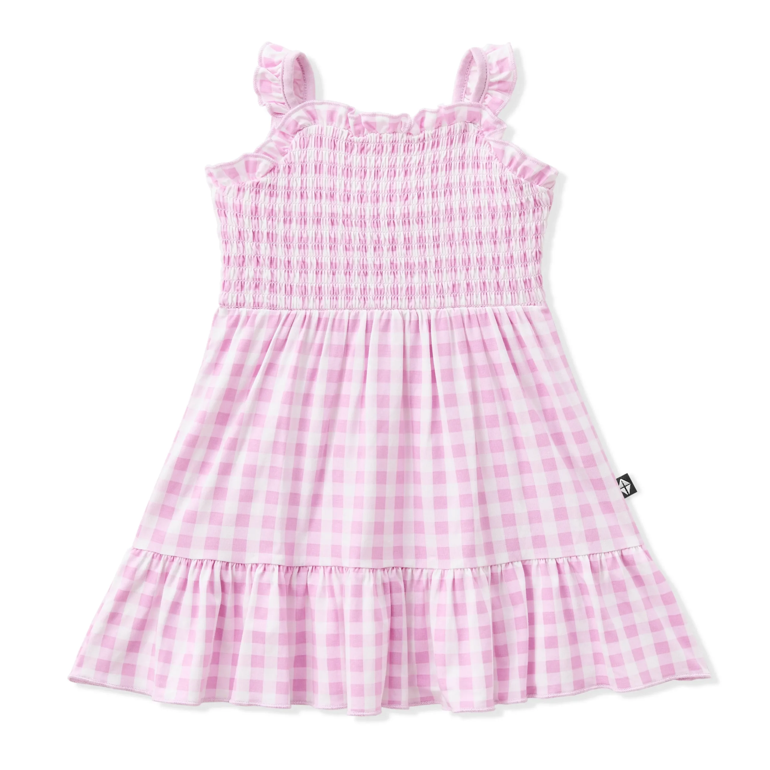 Smocked Dress in Gingham Thistle