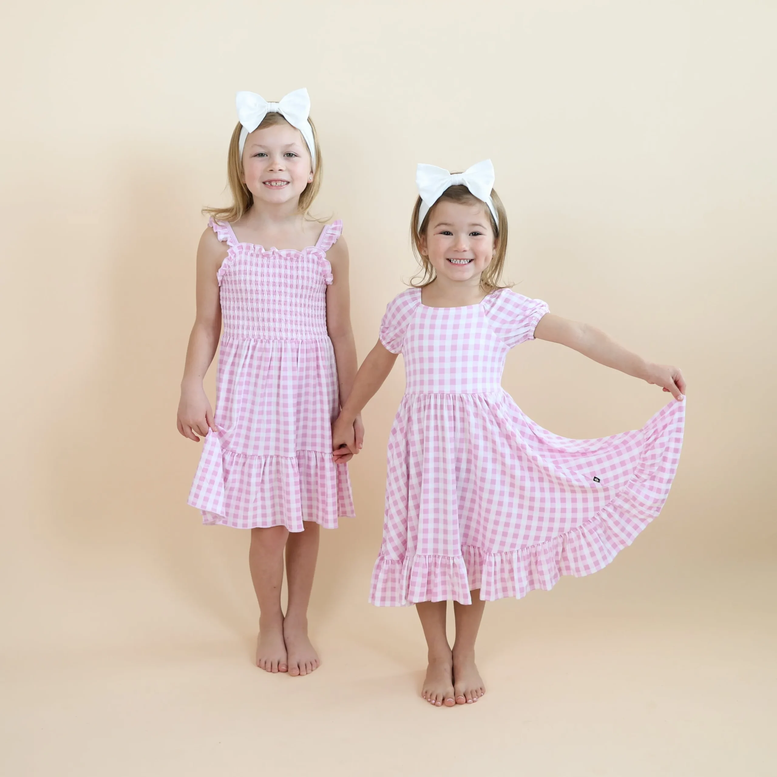 Smocked Dress in Gingham Thistle