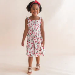 Smocked Dress in Strawberry Fields