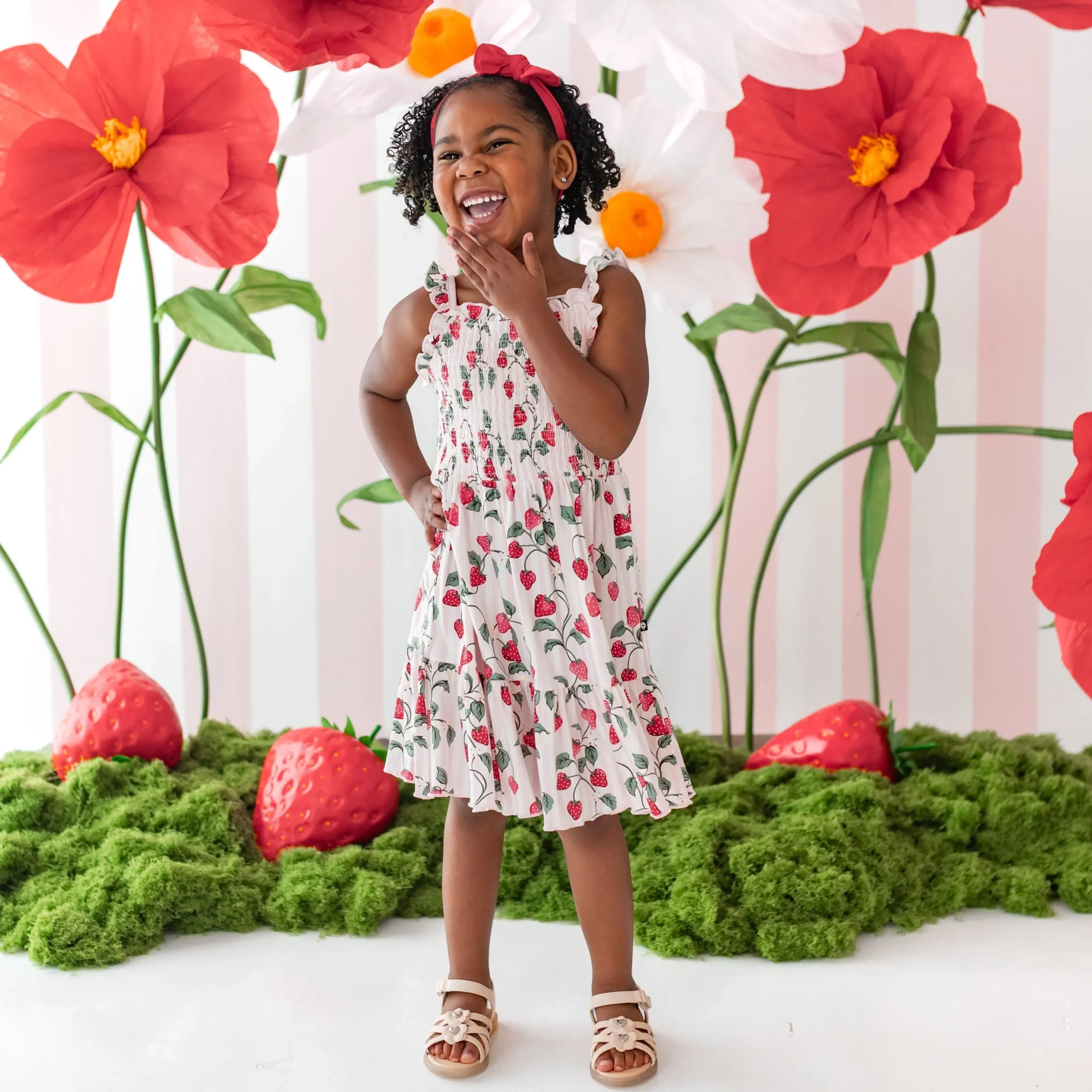 Smocked Dress in Strawberry Fields