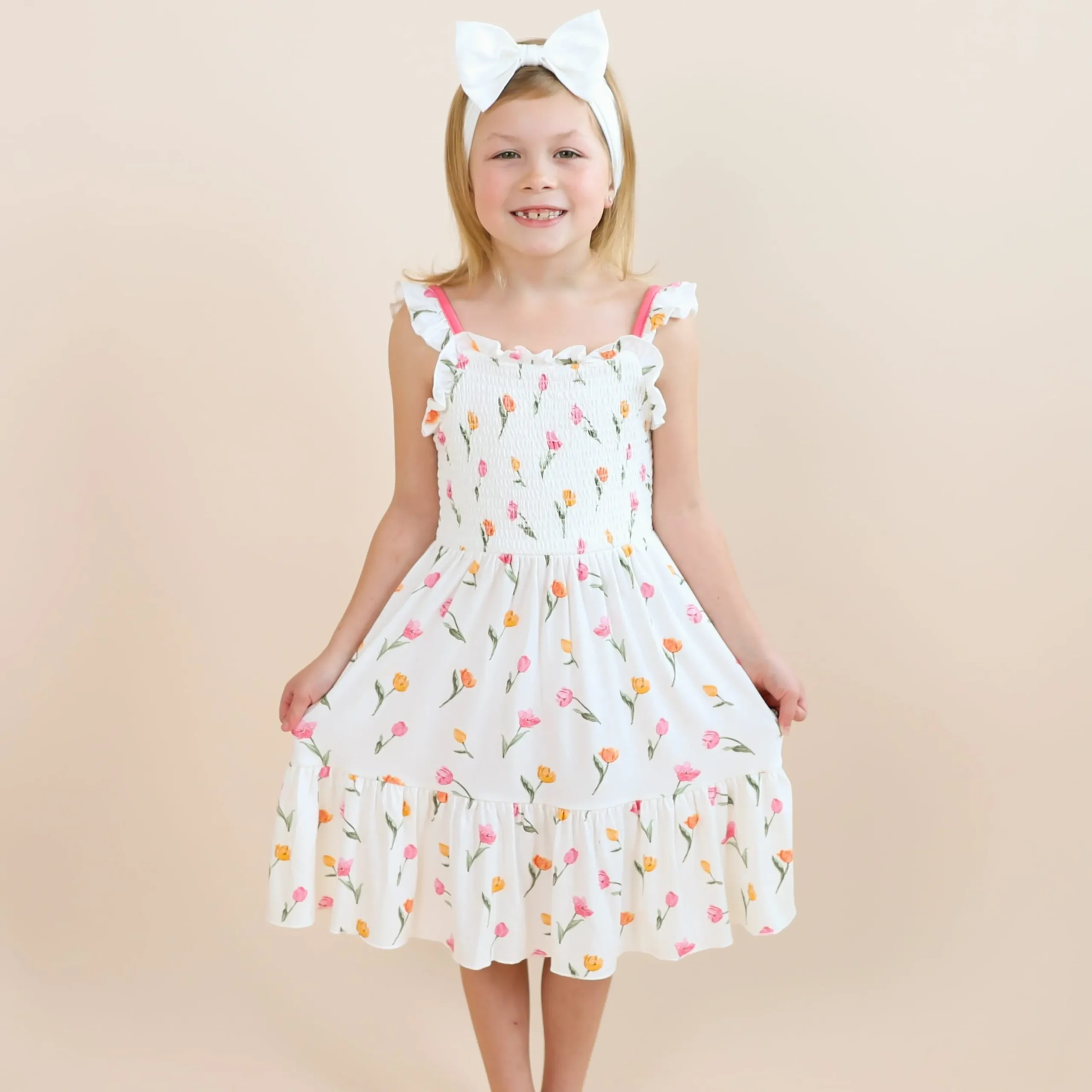 Smocked Dress in Tulip
