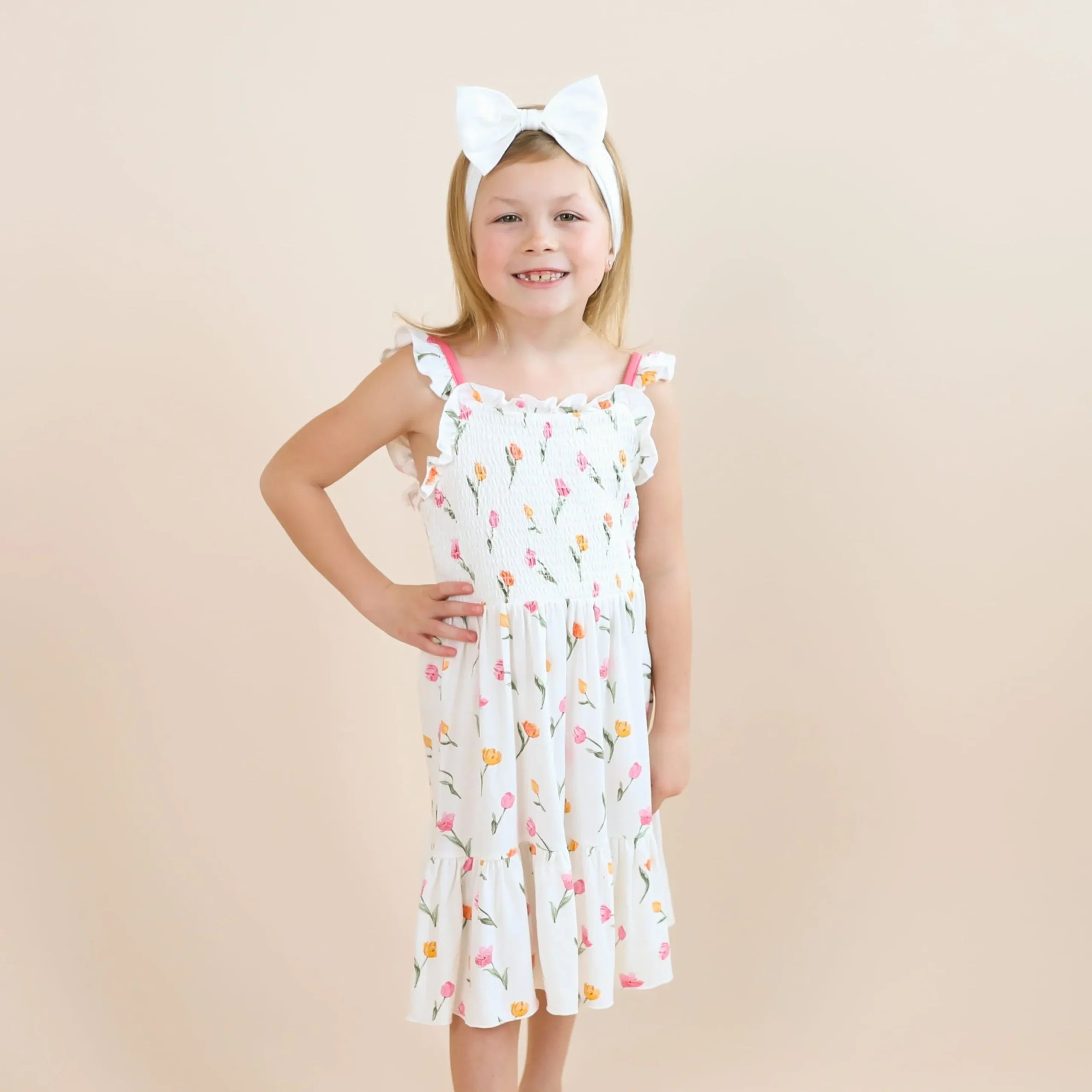 Smocked Dress in Tulip