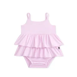 Spaghetti Strap Ruffle Romper in Thistle
