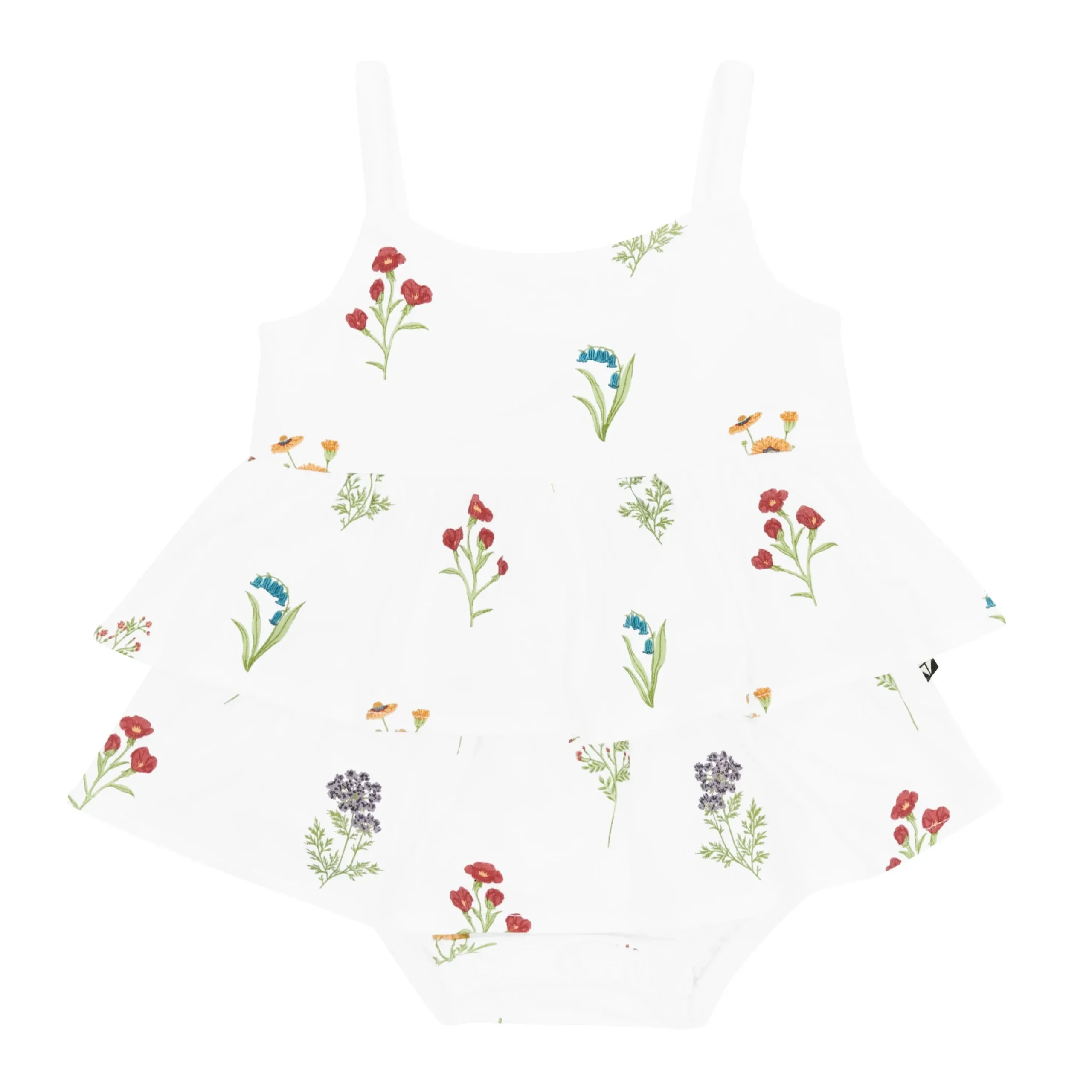 Spaghetti Strap Ruffle Romper in Wildflower