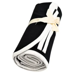 Swaddle Blanket in Midnight with Cloud Trim