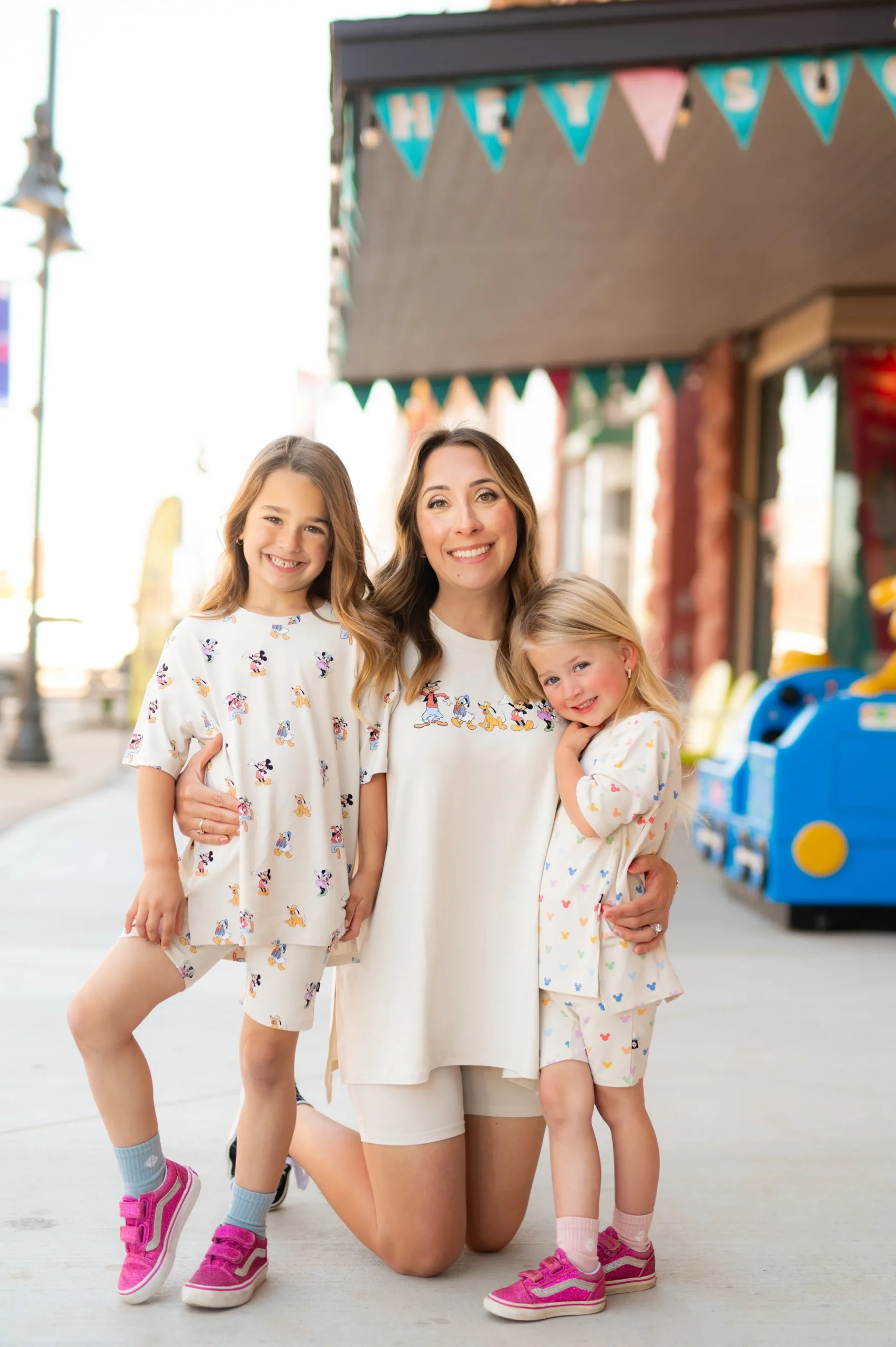 Toddler Biker Short Set in Pastel Mickey Mouse