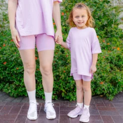 Toddler Biker Short Set in Thistle