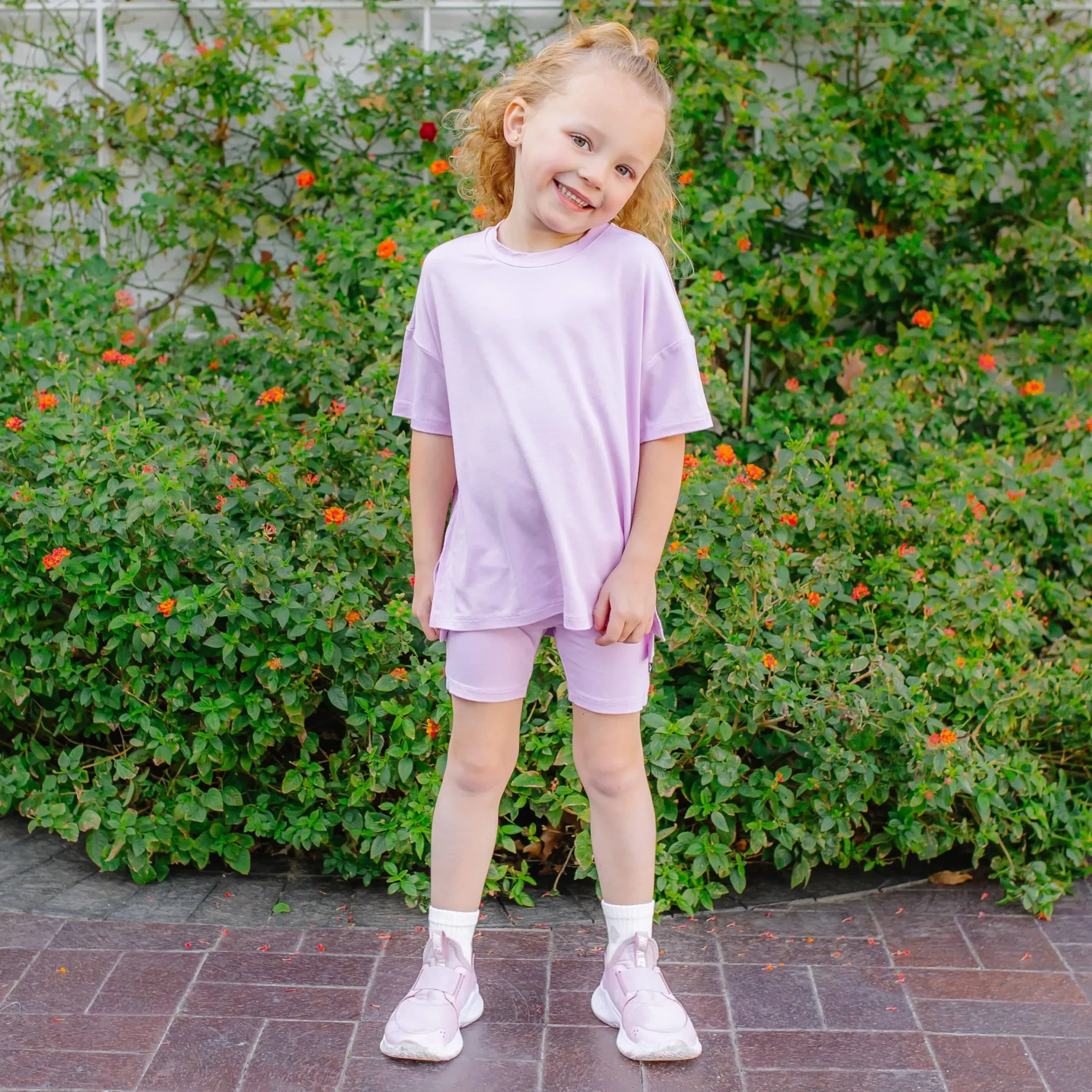 Toddler Biker Short Set in Thistle