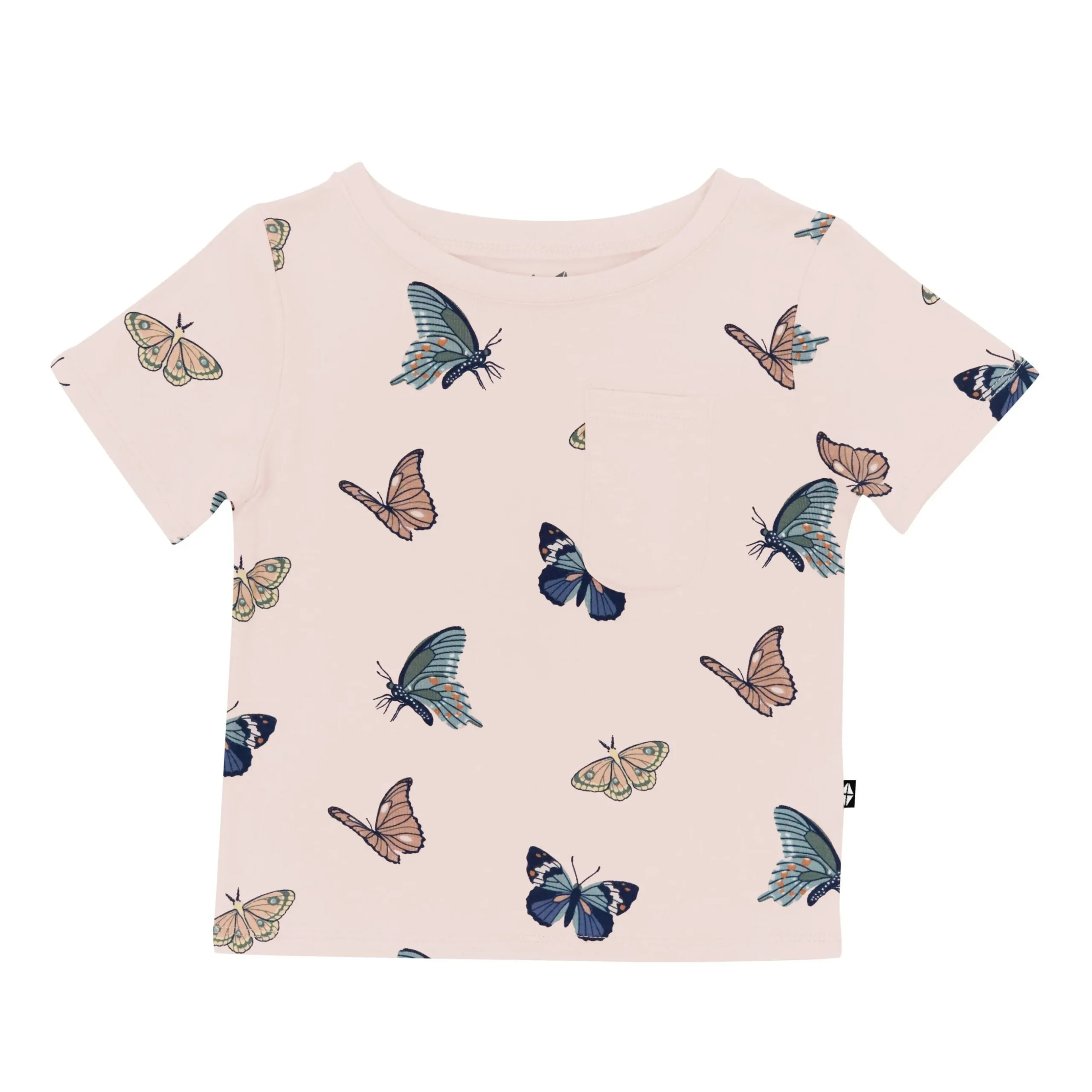 Toddler Crew Neck Tee in Blush Butterfly