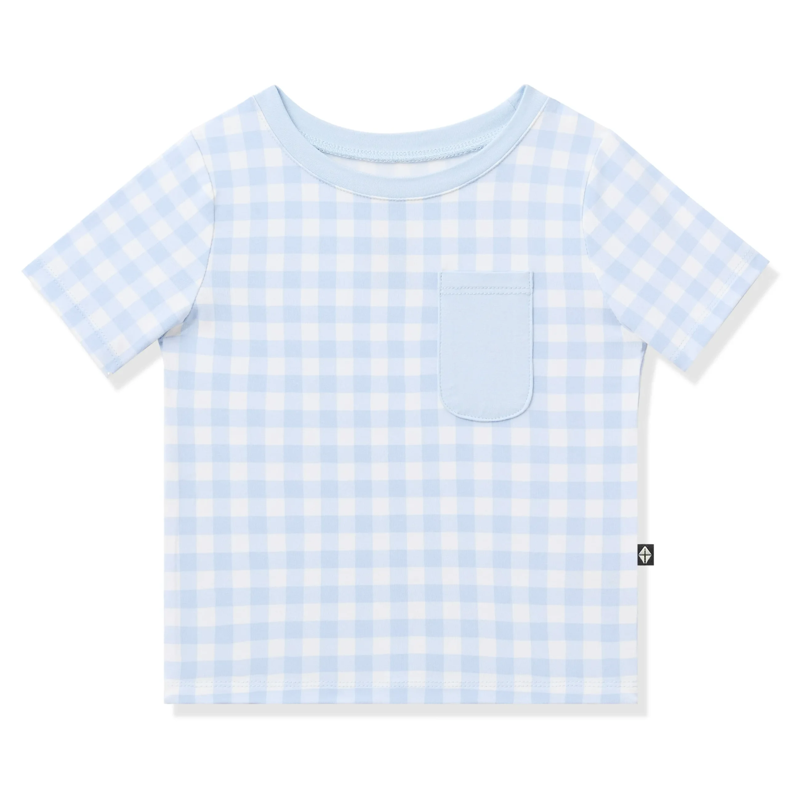 Toddler Crew Neck Tee in Gingham Breeze