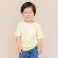 Toddler Crew Neck Tee in Gingham Chamomile