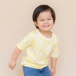 Toddler Crew Neck Tee in Gingham Chamomile