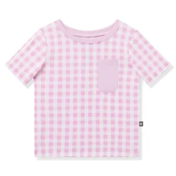 Toddler Crew Neck Tee in Gingham Thistle