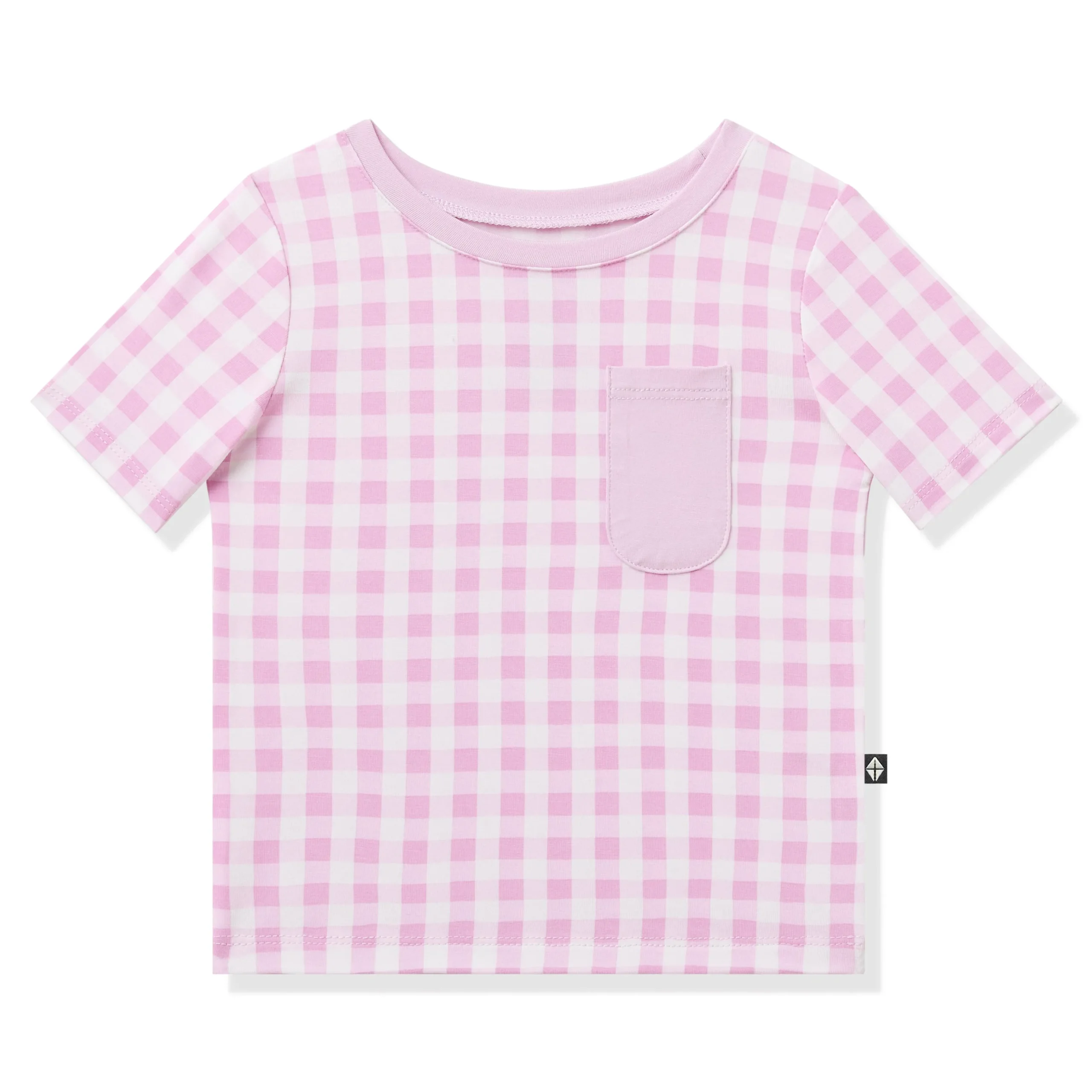 Toddler Crew Neck Tee in Gingham Thistle