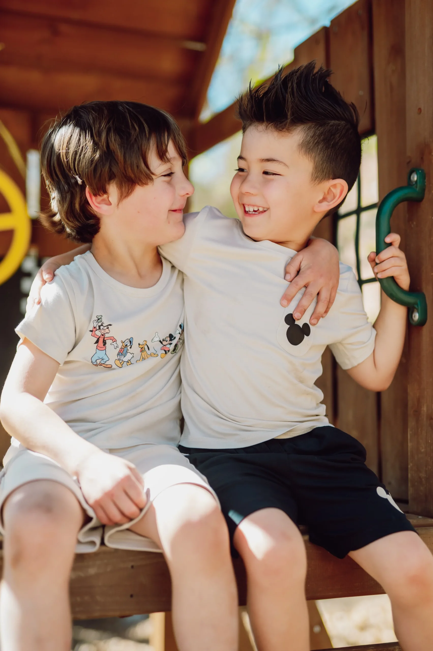 Toddler Crew Neck Tee in Mickey Mouse on Ecru