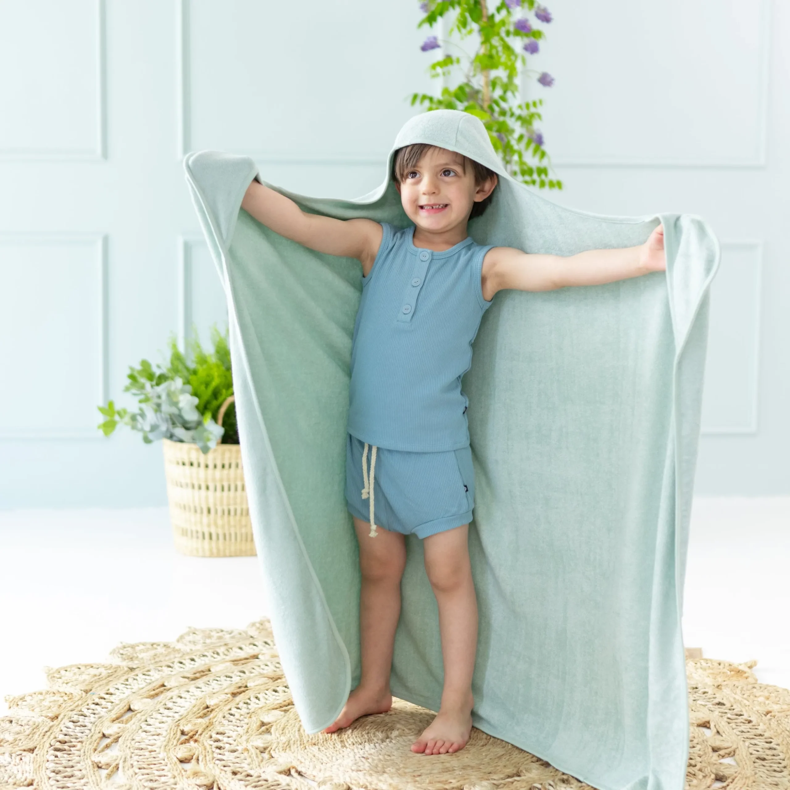 Toddler Hooded Bath Towel in Sage