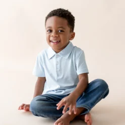 Toddler Short Sleeve Polo in Breeze