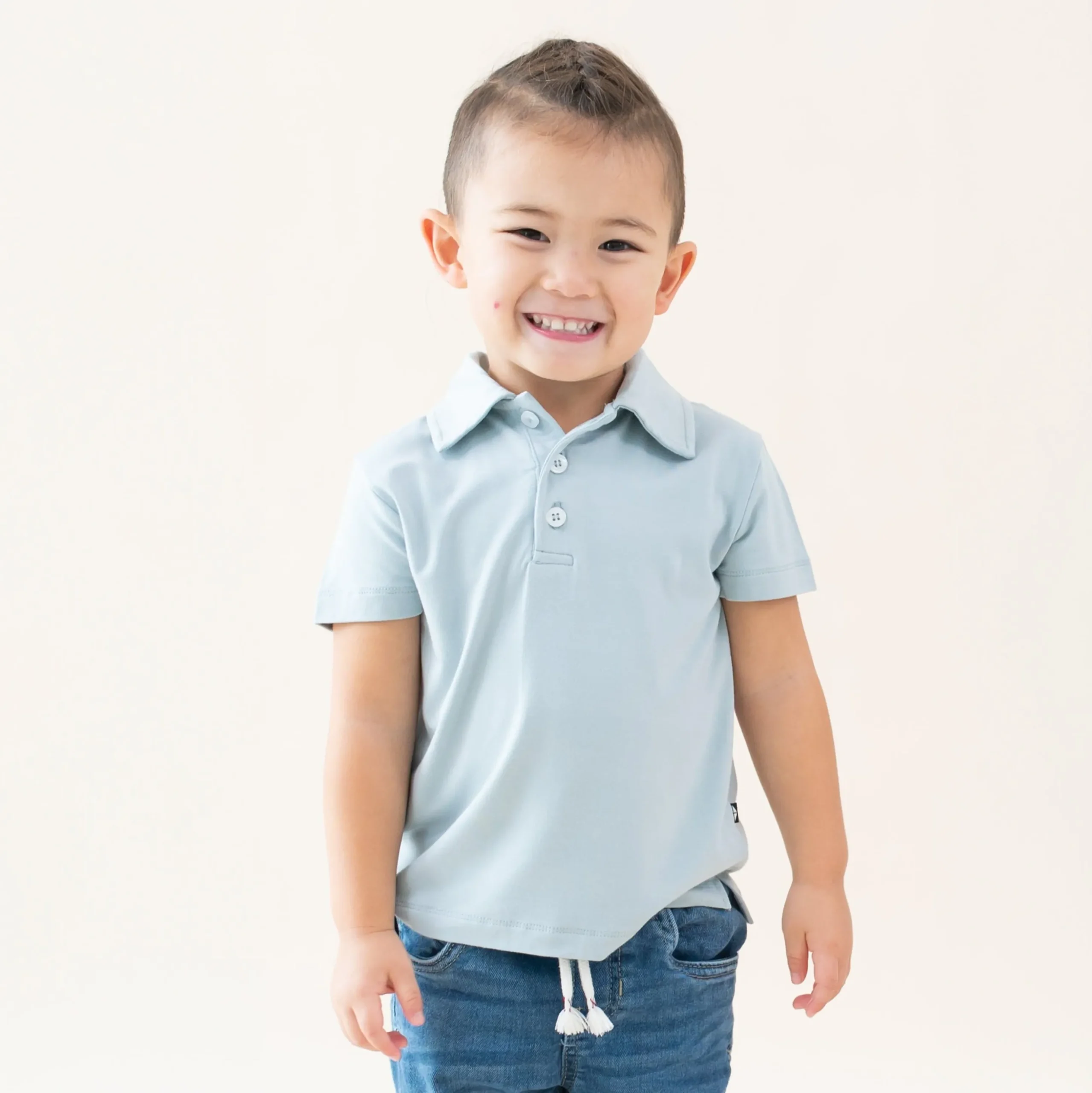 Toddler Short Sleeve Polo in Fog