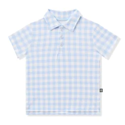 Toddler Short Sleeve Polo in Gingham Breeze