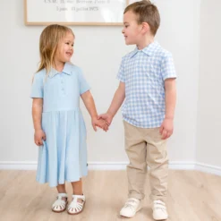 Toddler Short Sleeve Polo in Gingham Breeze