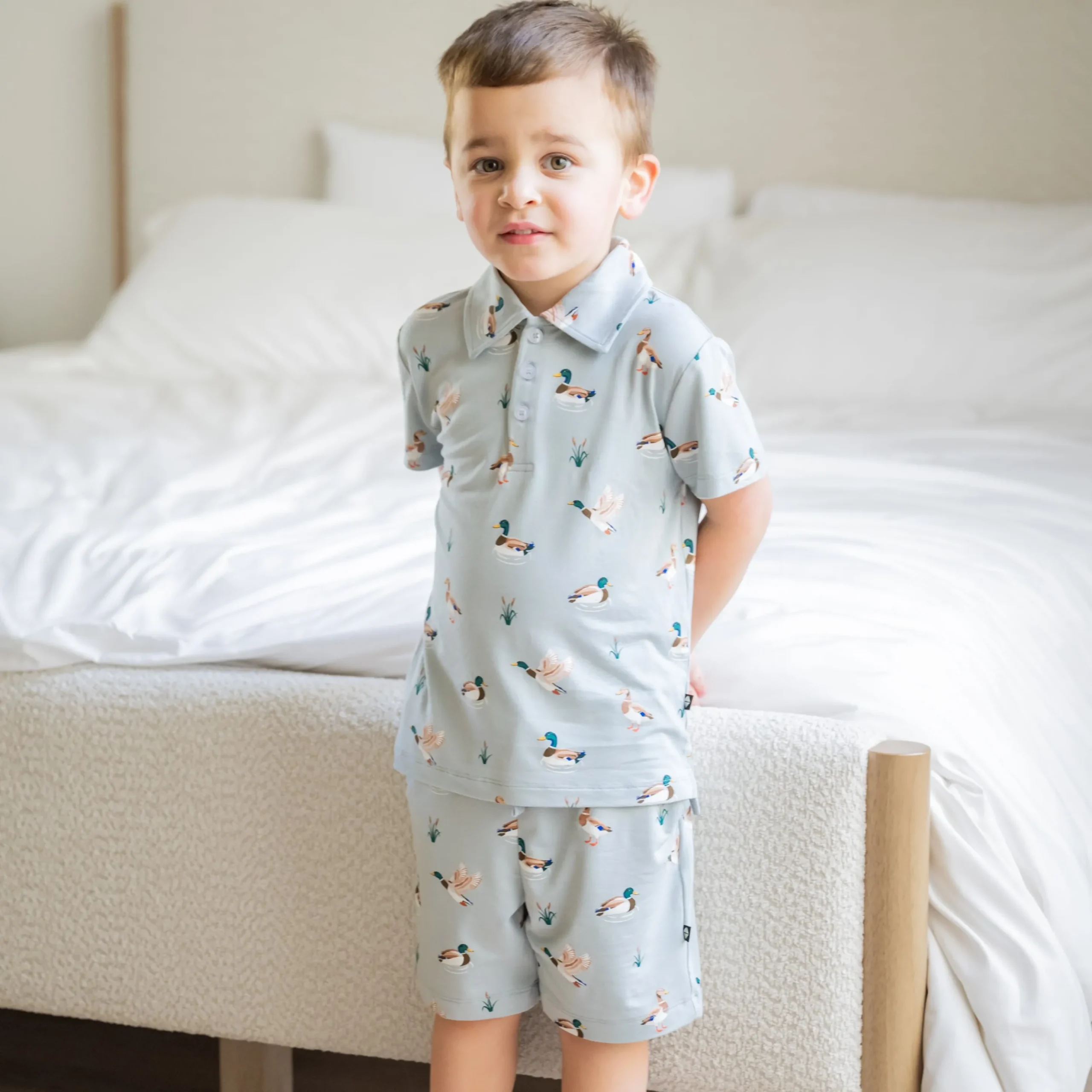 Toddler Short Sleeve Polo in Mallard Duck