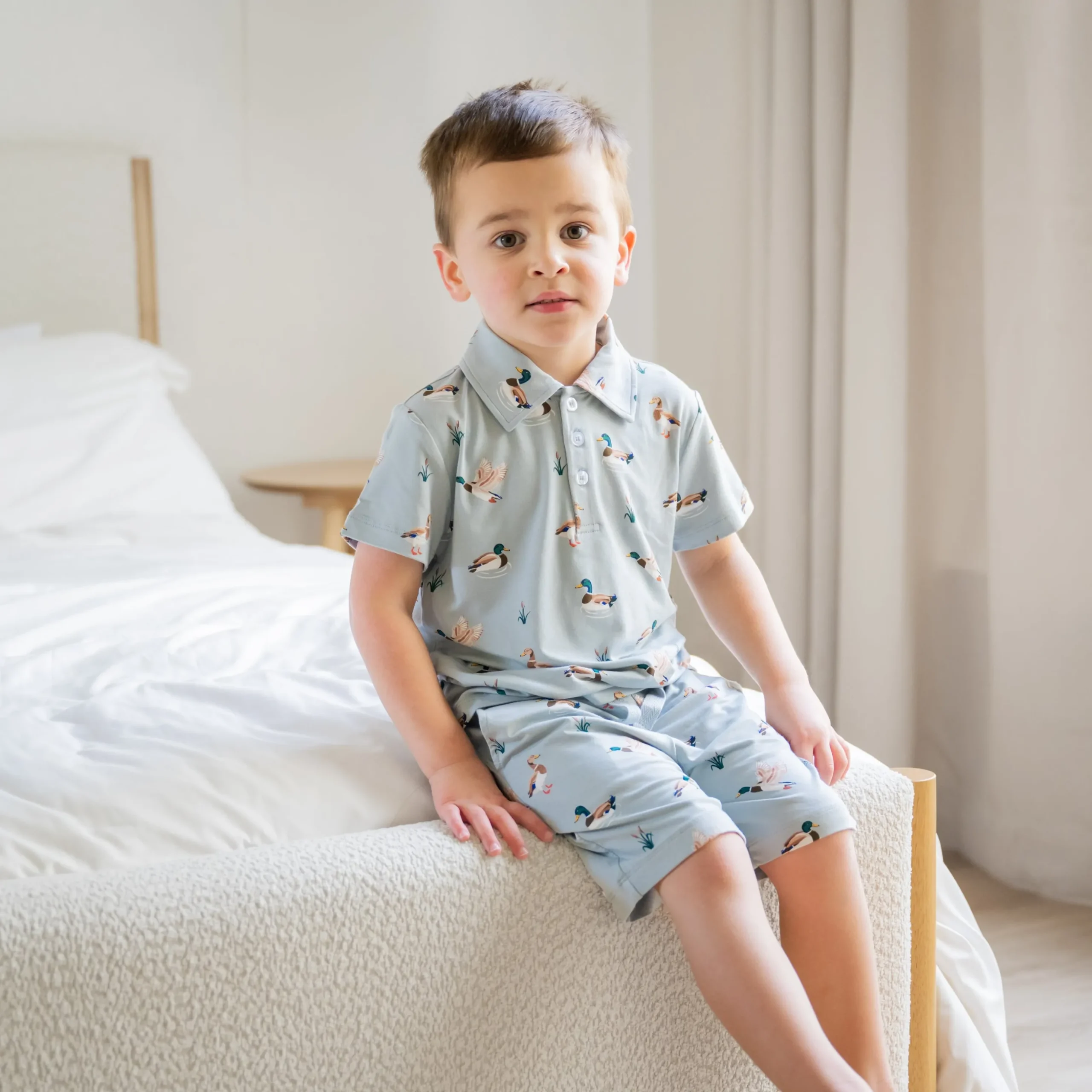 Toddler Short Sleeve Polo in Mallard Duck