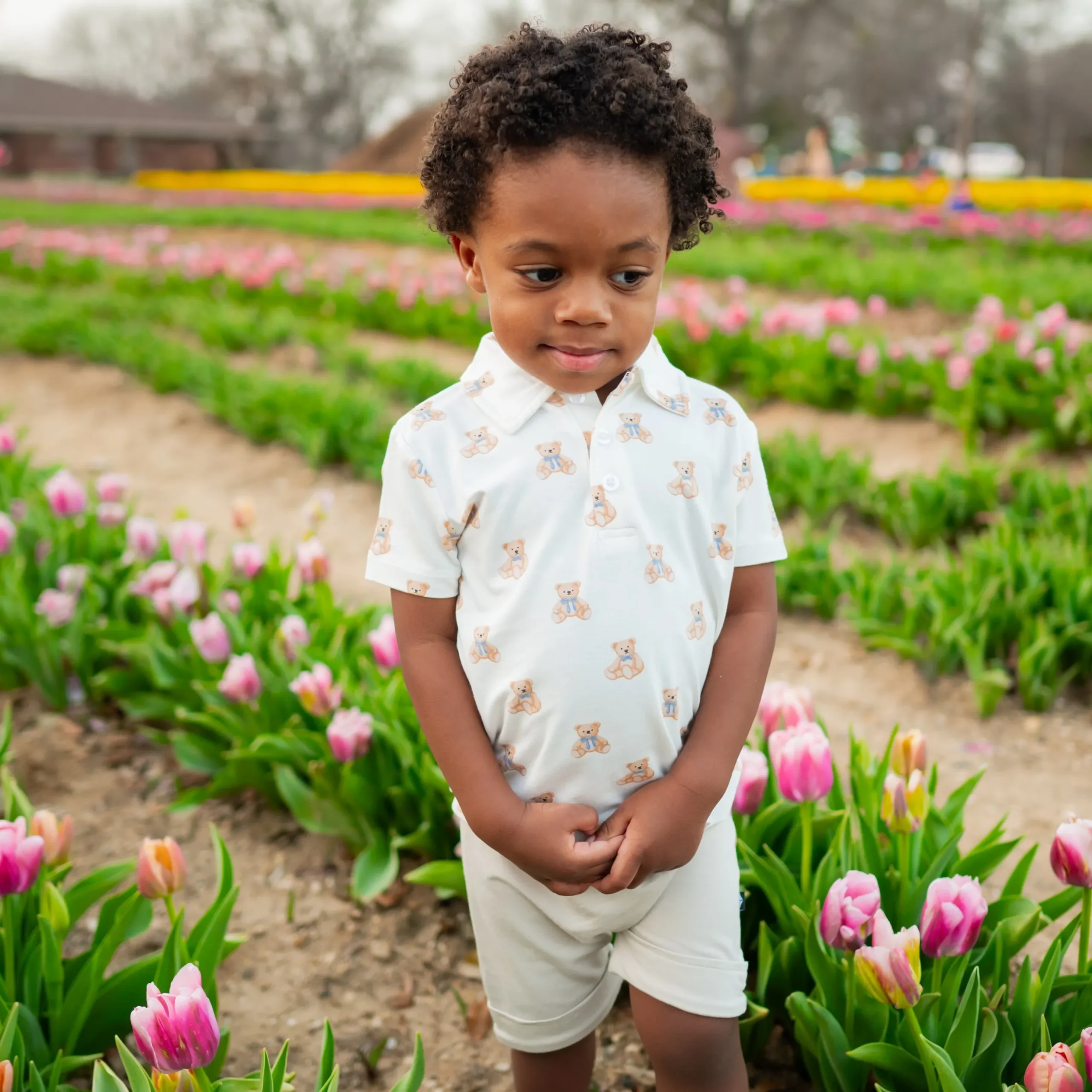 Toddler Short Sleeve Polo in Teddy Bear