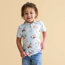 Toddler Short Sleeve Polo in Winnie the Pooh Hundred Acre Wood