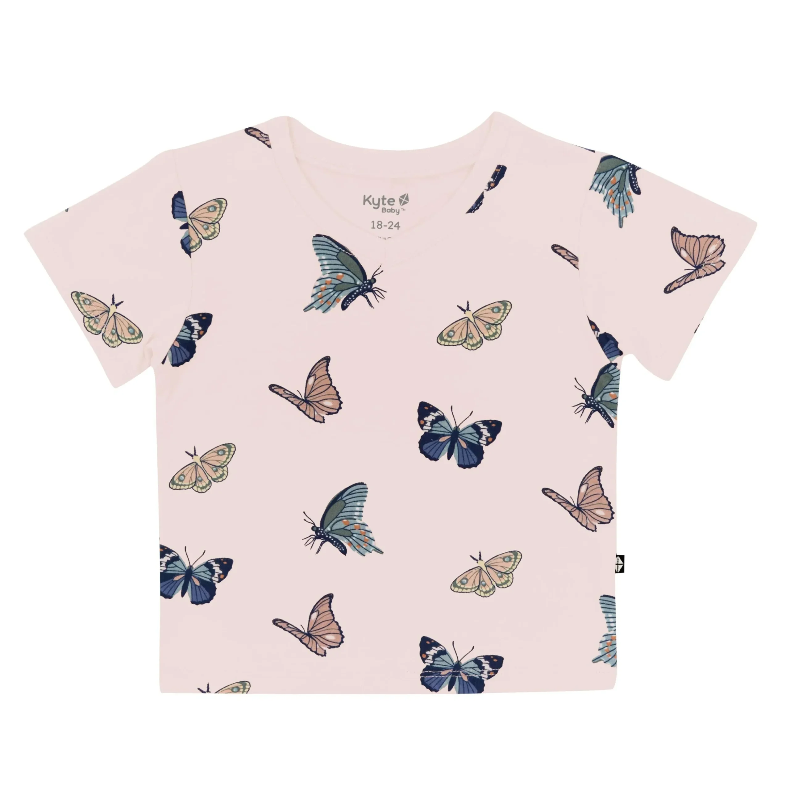 Toddler V-Neck Tee in Blush Butterfly