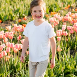 Toddler V-Neck Tee in Snow