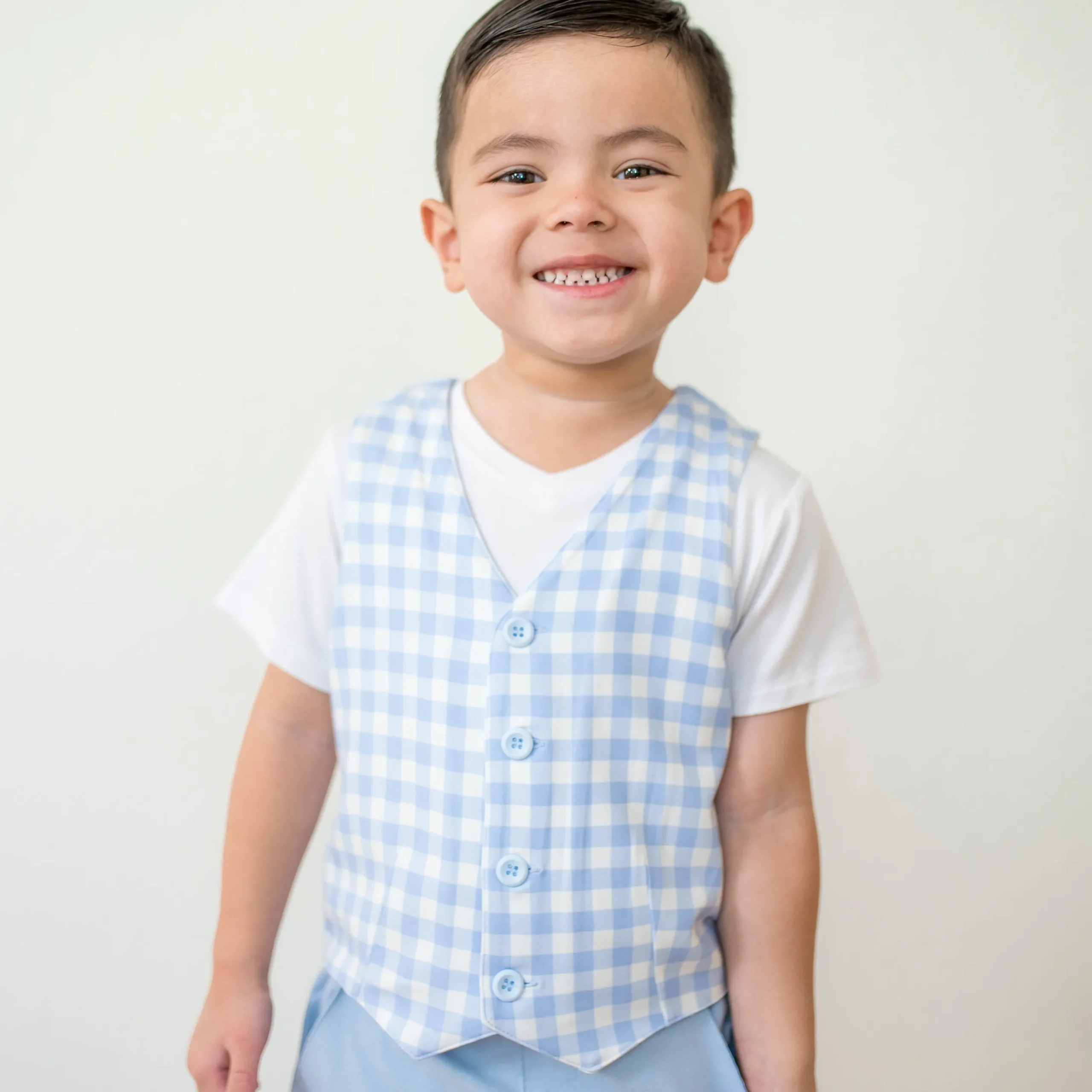 Tuxedo Vest in Gingham Breeze