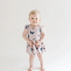 Twirl Bodysuit Dress in Blush Butterfly