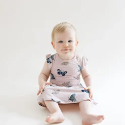 Twirl Bodysuit Dress in Blush Butterfly