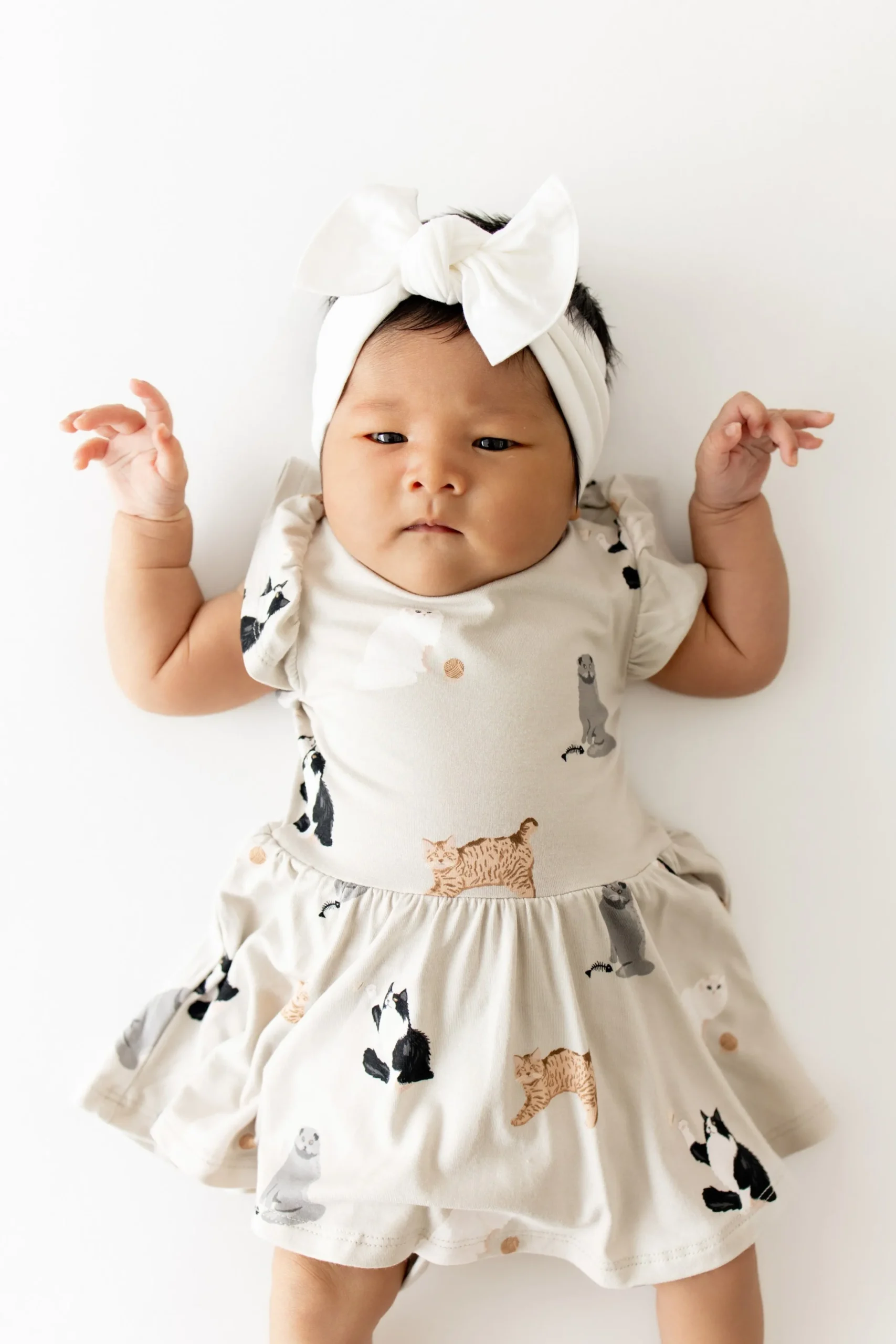 Twirl Bodysuit Dress in Fluffy Cat