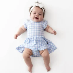Twirl Bodysuit Dress in Gingham Breeze