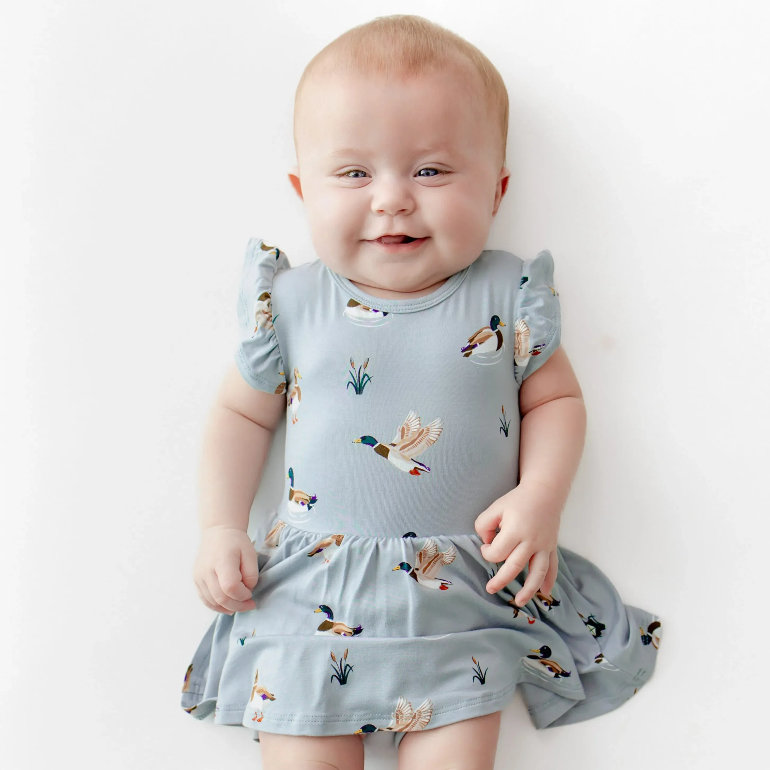 Twirl Bodysuit Dress in Mallard Duck