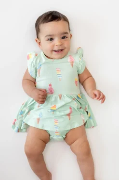 Twirl Bodysuit Dress in Mint Ice Cream