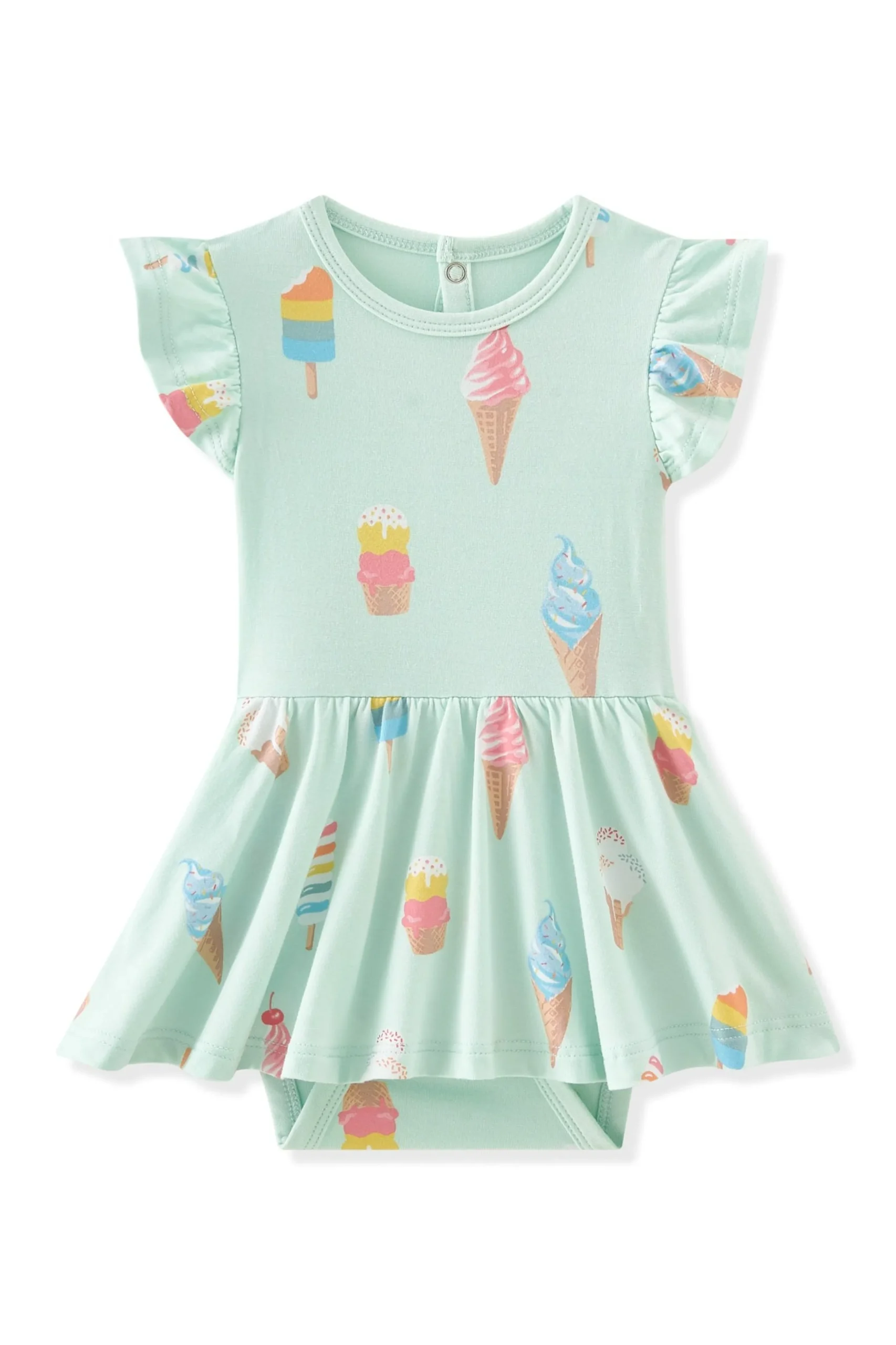 Twirl Bodysuit Dress in Mint Ice Cream