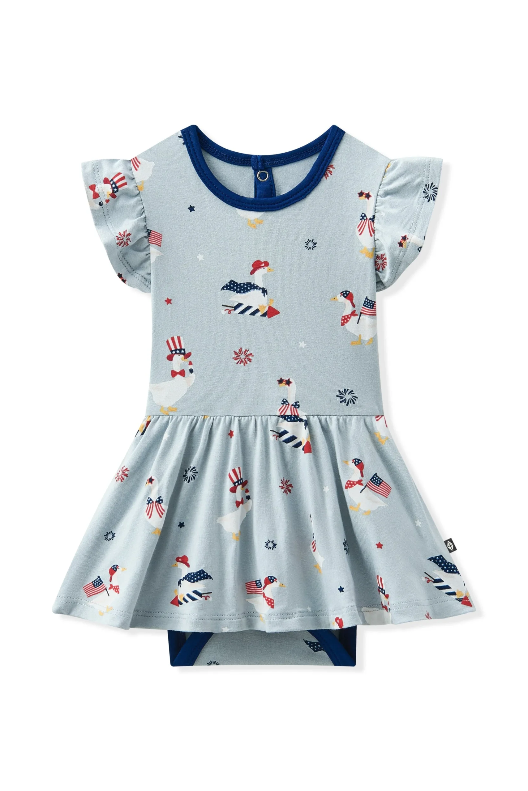 Twirl Bodysuit Dress in Patriotic Goose
