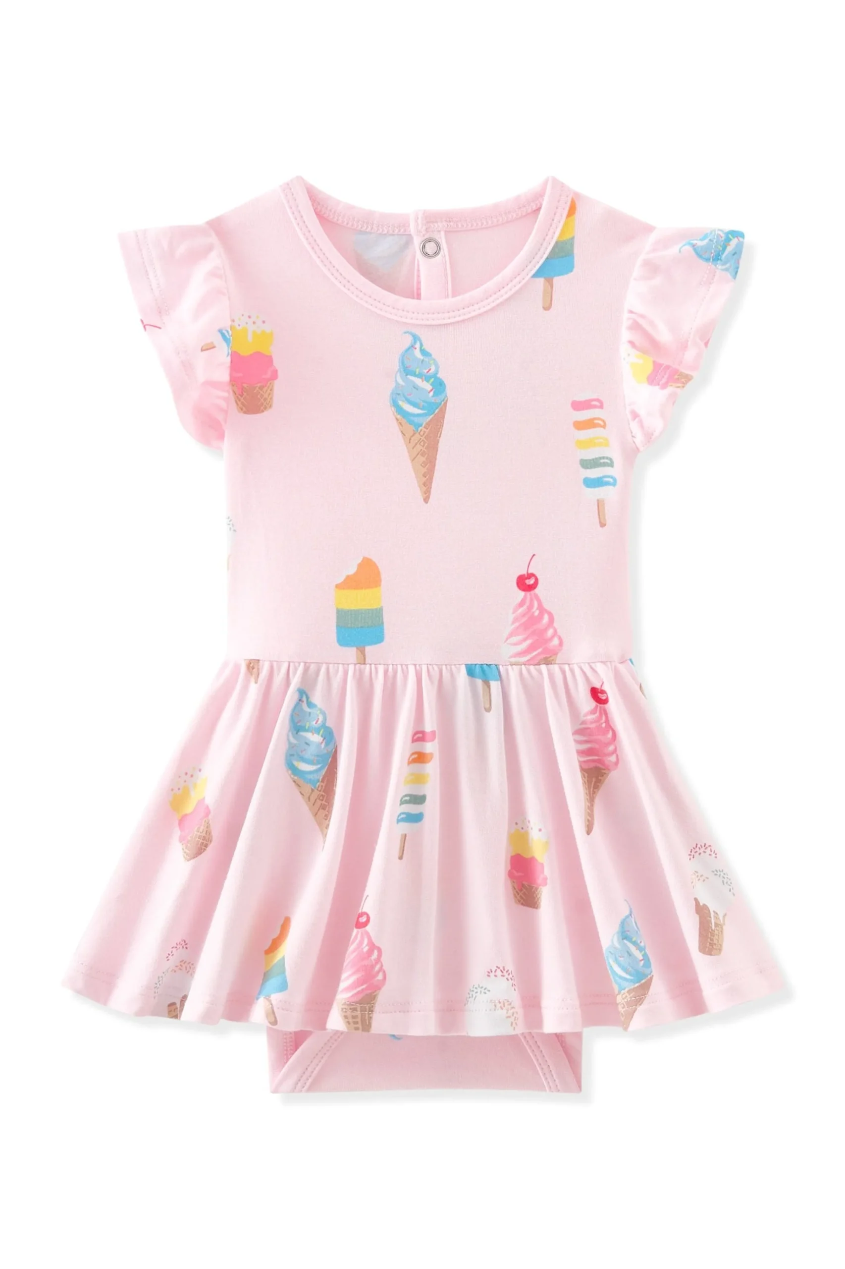 Twirl Bodysuit Dress in Sakura Ice Cream