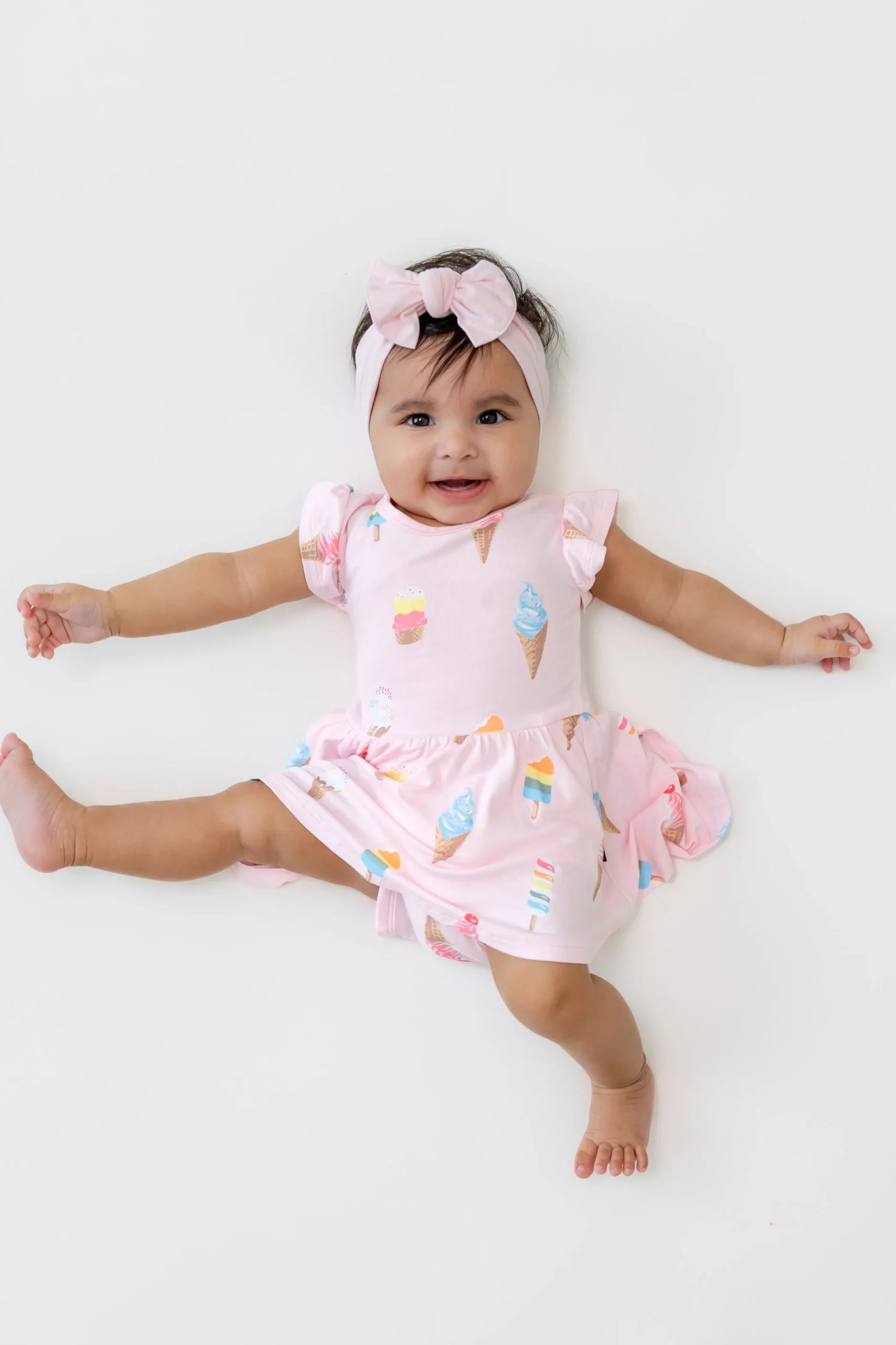 Twirl Bodysuit Dress in Sakura Ice Cream