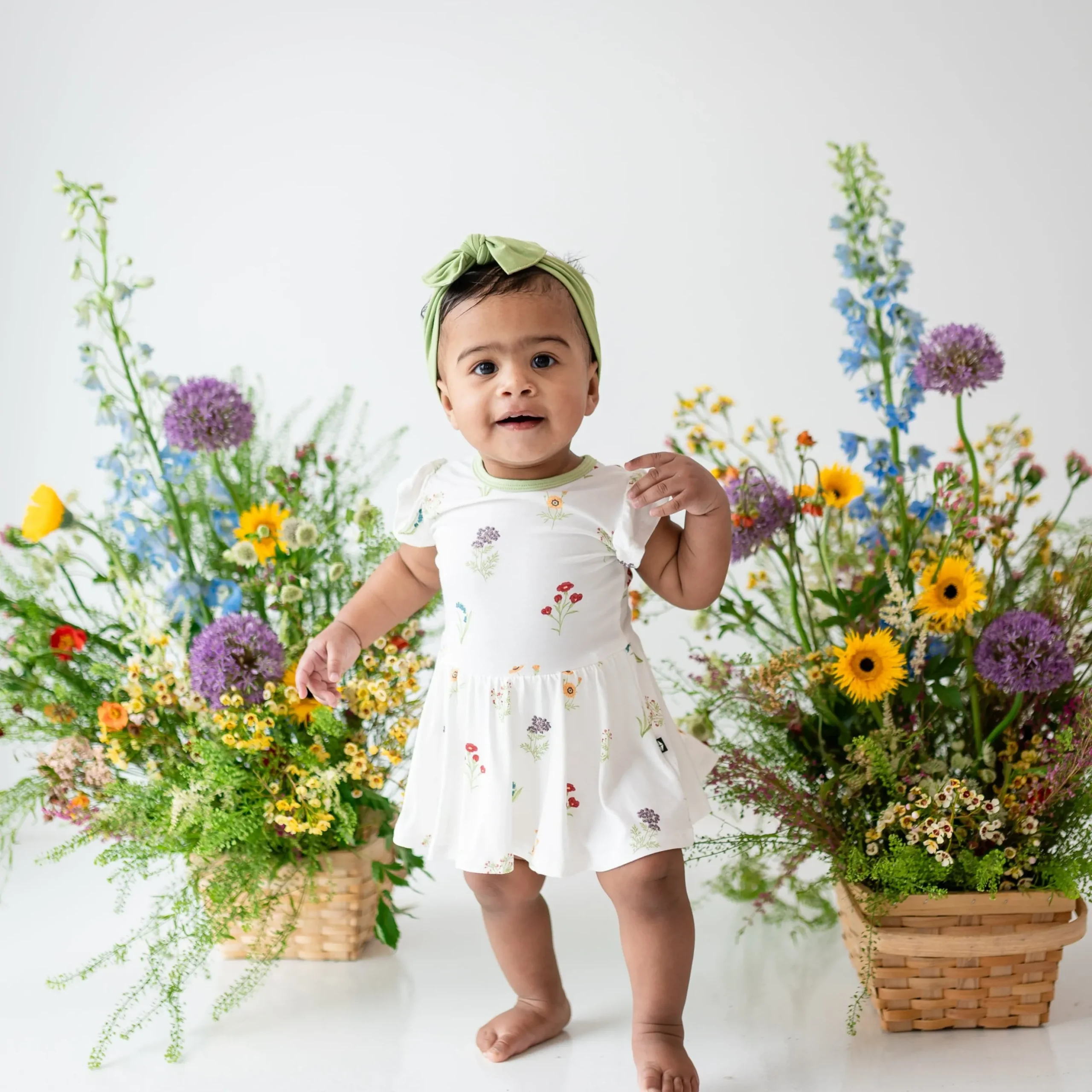 Twirl Bodysuit Dress in Wildflower