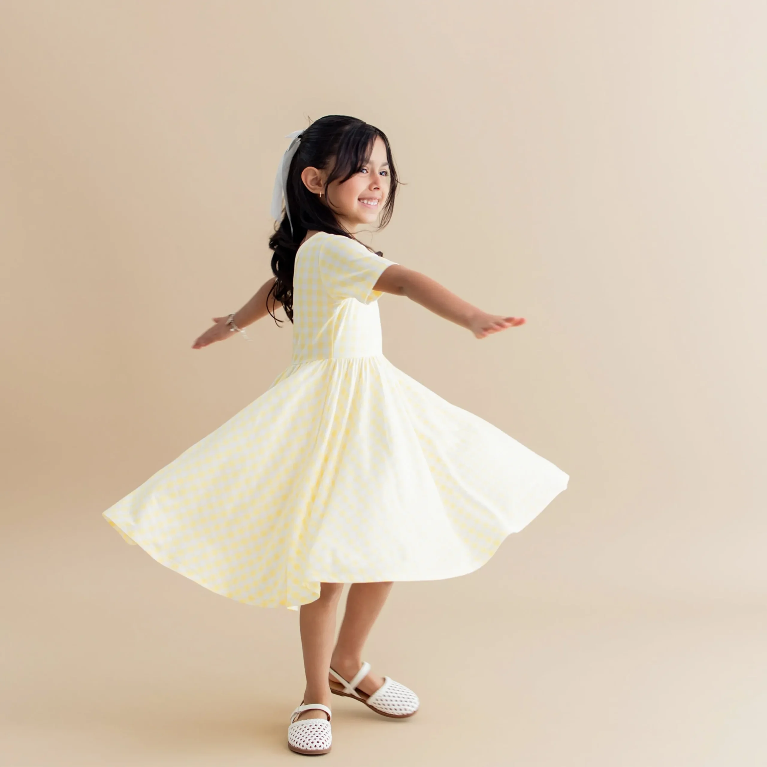 Twirl Dress in Gingham Chamomile