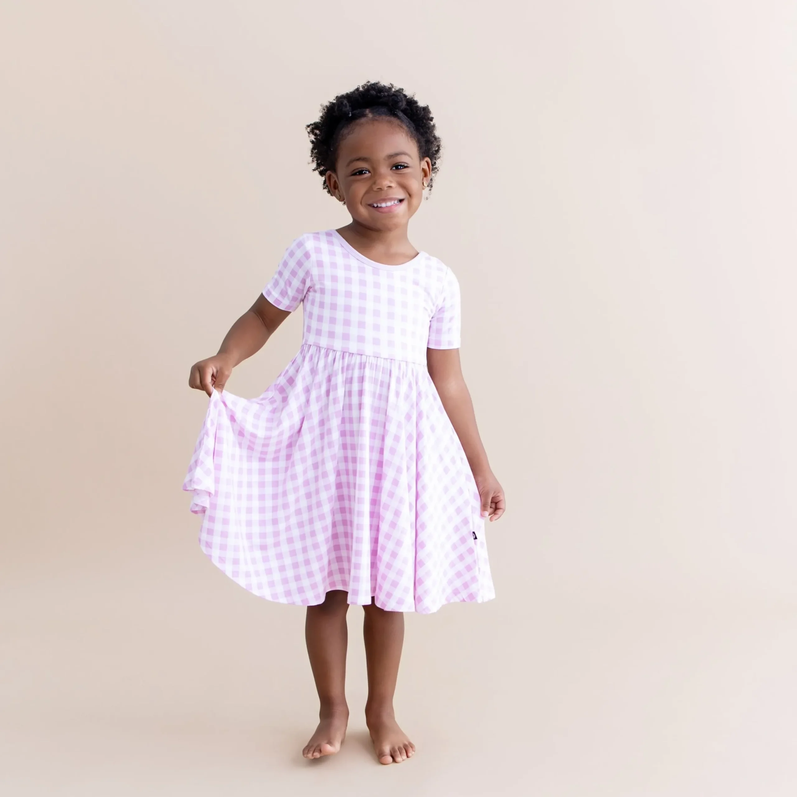 Twirl Dress in Gingham Thistle