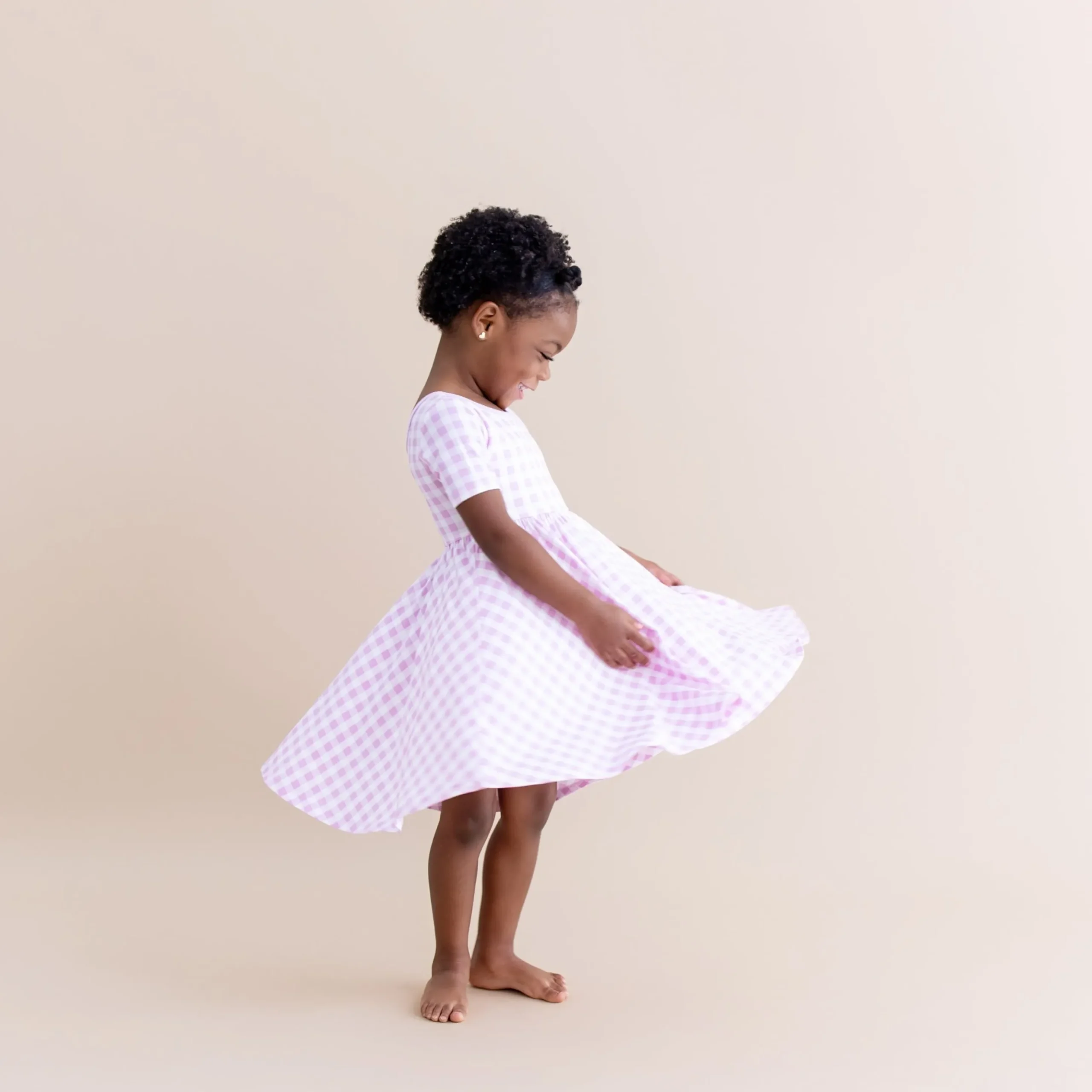 Twirl Dress in Gingham Thistle