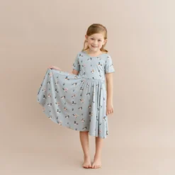 Twirl Dress in Mallard Duck